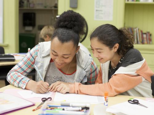 two students working together