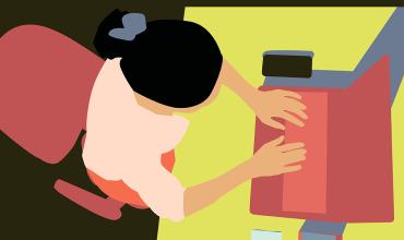 graphic of woman at laptop